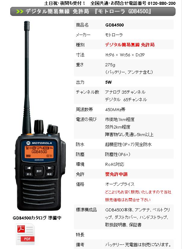 新製品情報】モトローラ無線機GDB4500平成24年6月下旬に発売予定です